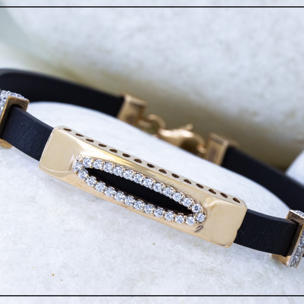 18K RoseGold Leather Belt Hallmarked Bracelet