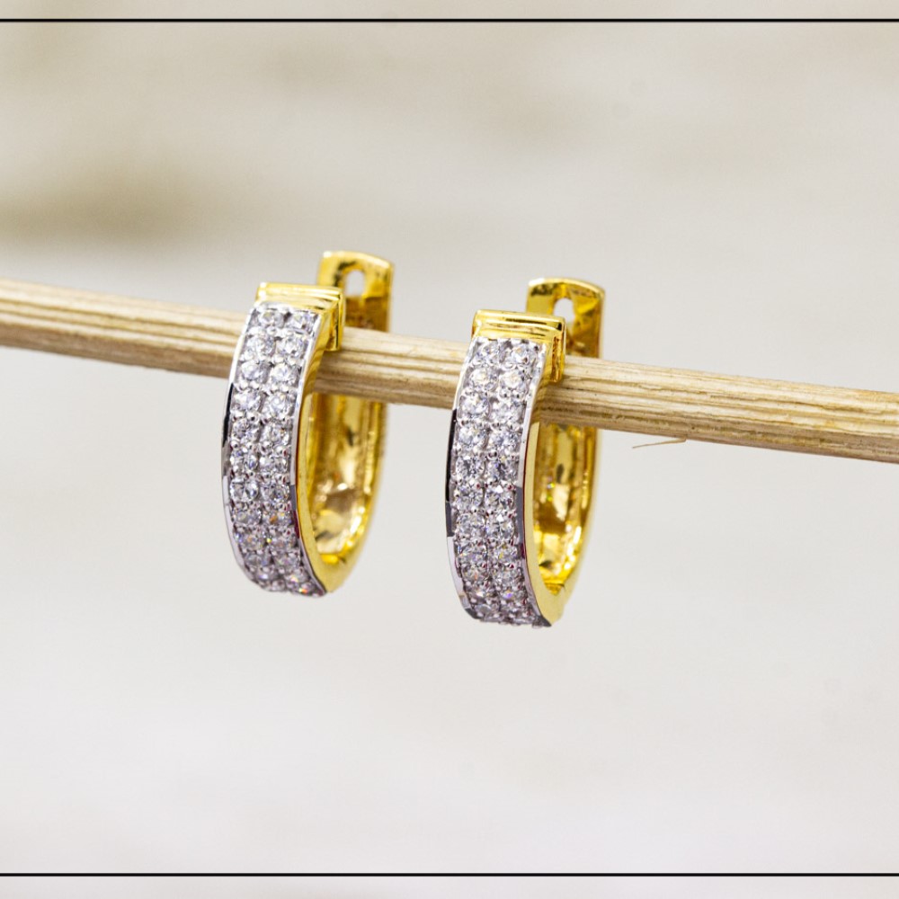 22K Yellow Gold CZ Double Line Hallmarked Baali