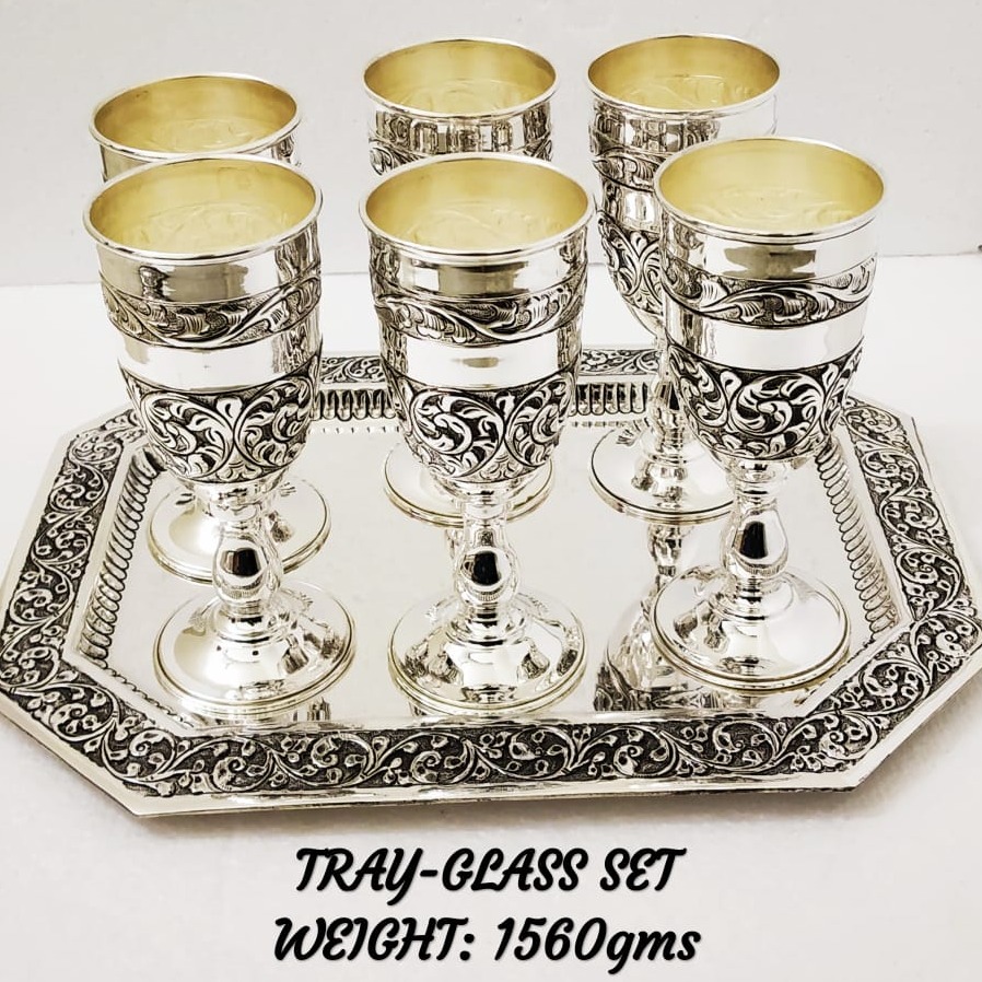 Silver Glass & Tray Set