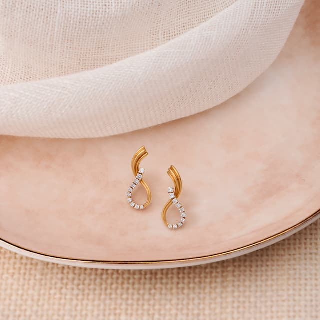 Gold With CZ Fancy Earrings