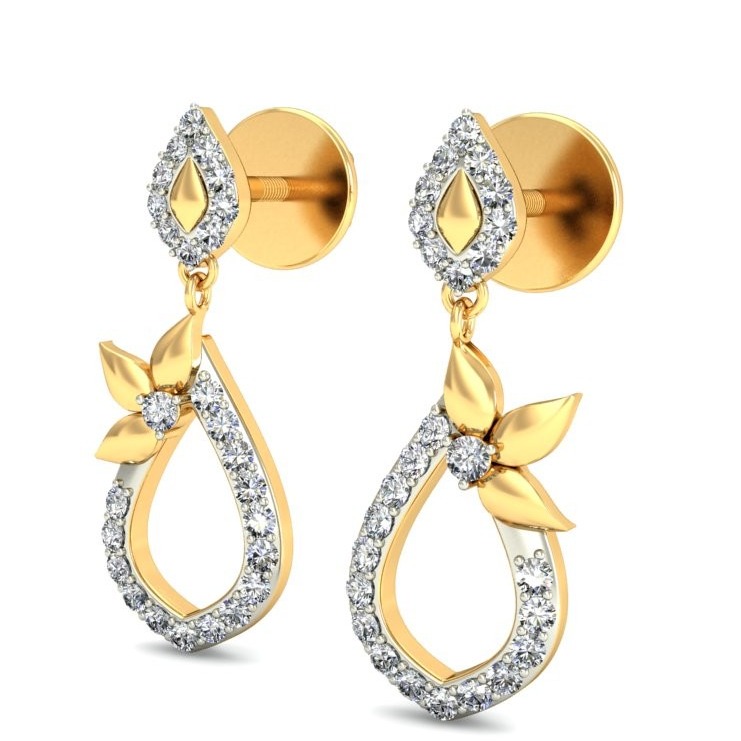 Gold floral earring ber 053