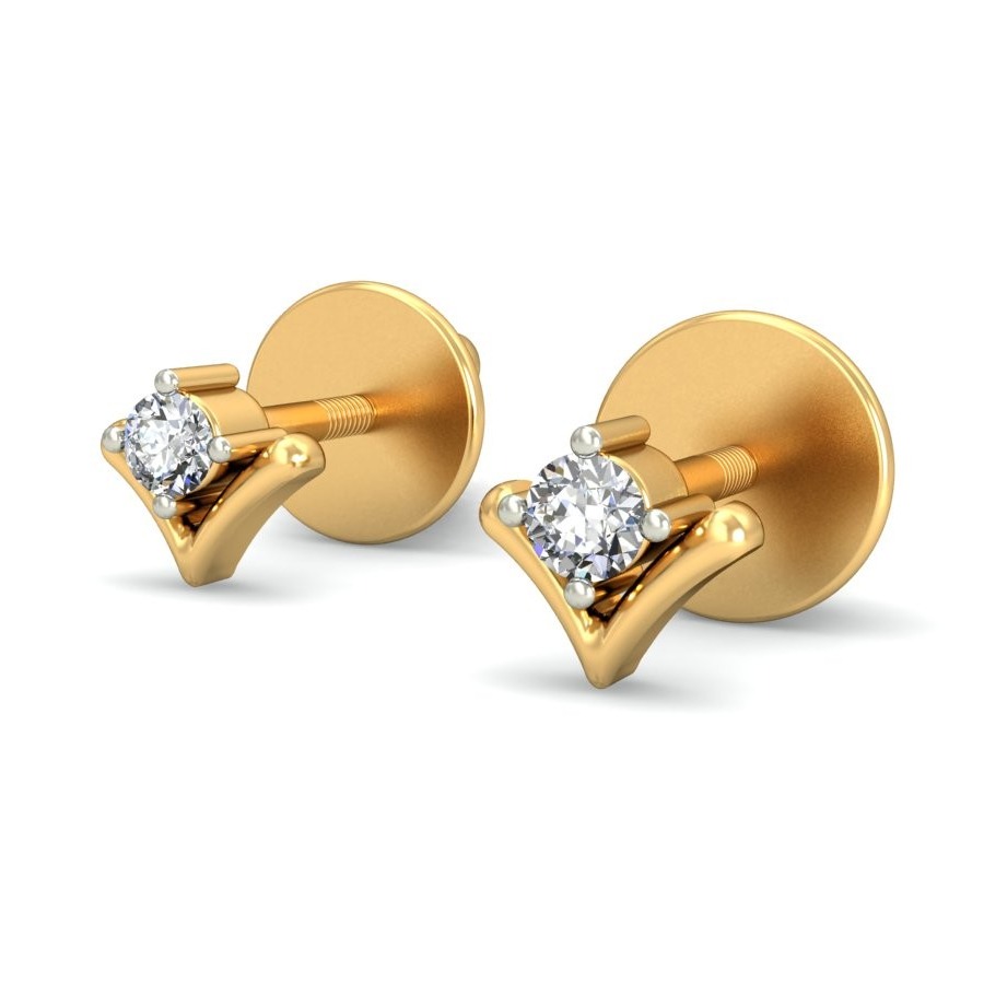 Gold fine design diamond earrings ber 019