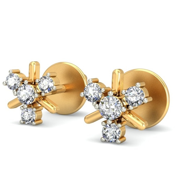 Gold delicate diamond earrings ber 018
