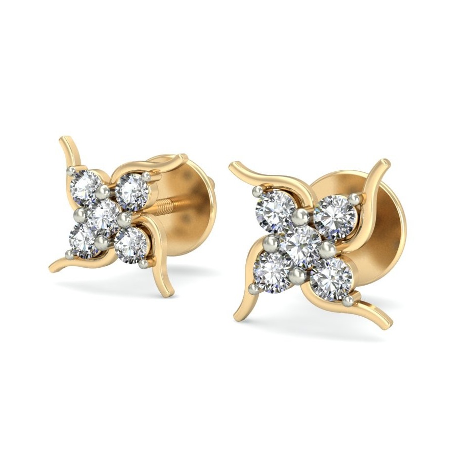 Gold sparkling diamond earrings ber 012
