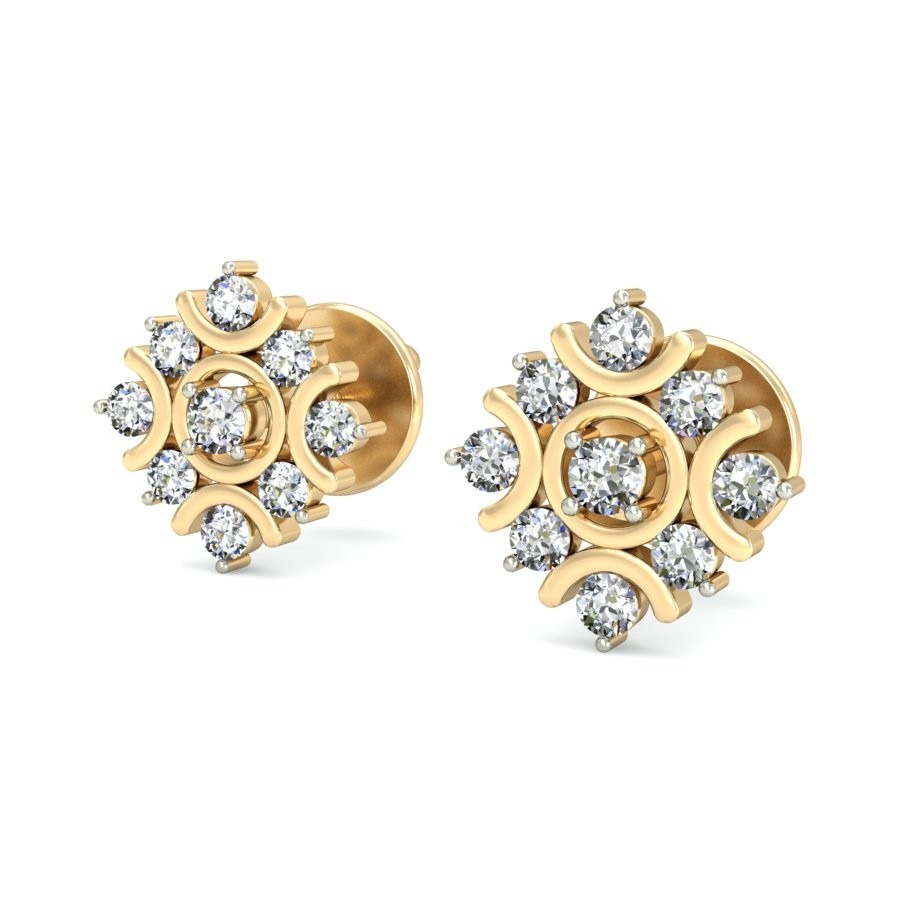 Gold stylish diamond earrings ber 010