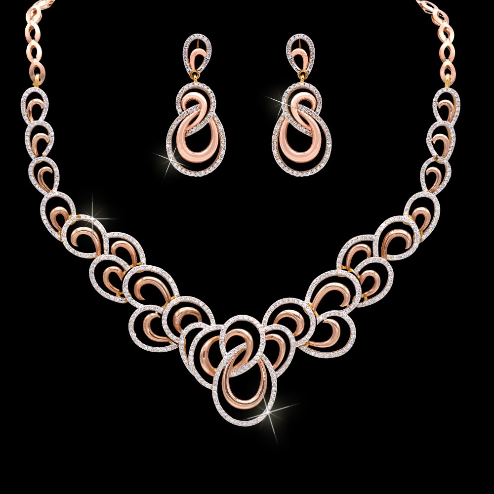 ELEGANT DIAMOND NECKLACE 14KT ROSE GOLD AND EF QUALITY DIAMONDS