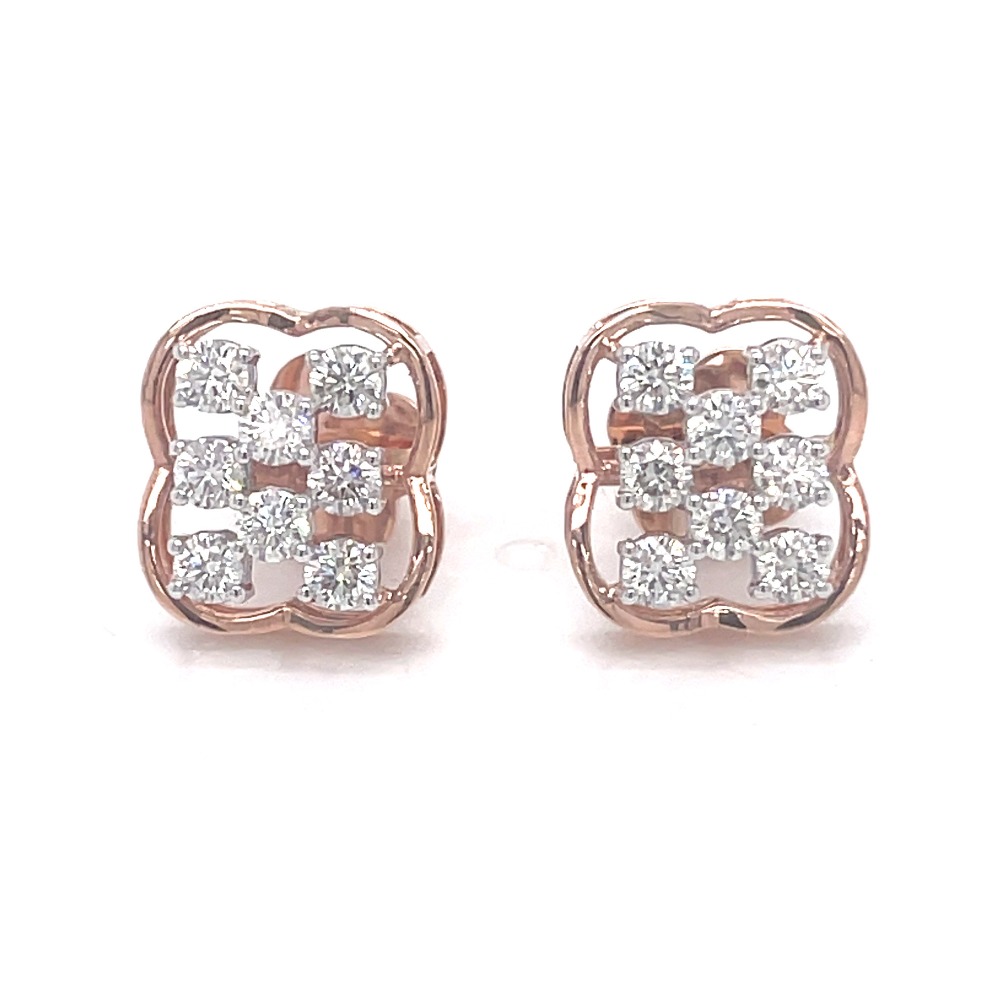 14KT ROSE GOLD & DIAMOND STUDDED EARRINGS , VALENTINE DAY GIFT