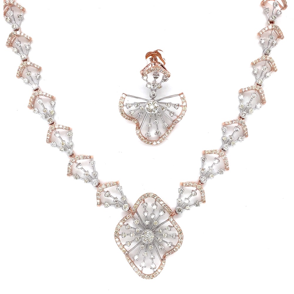 14Kt Rose Gold Natural Diamond Necklace  earrings , ring & Bracelet .