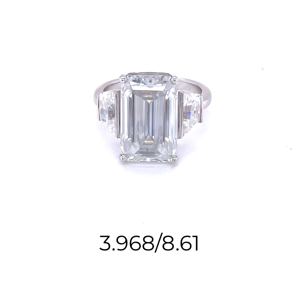 6ct emerald cut moissanite ring 14kt white old .