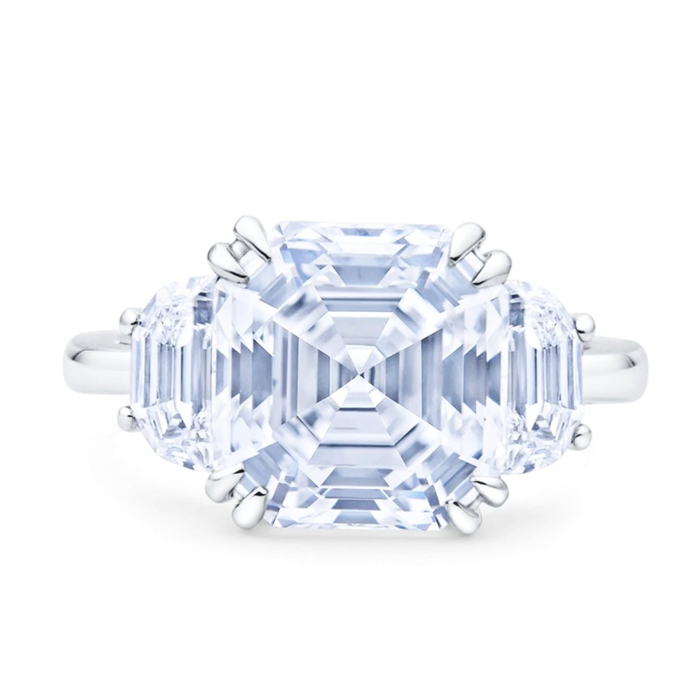 Cushion shape moissanite diamond ring .