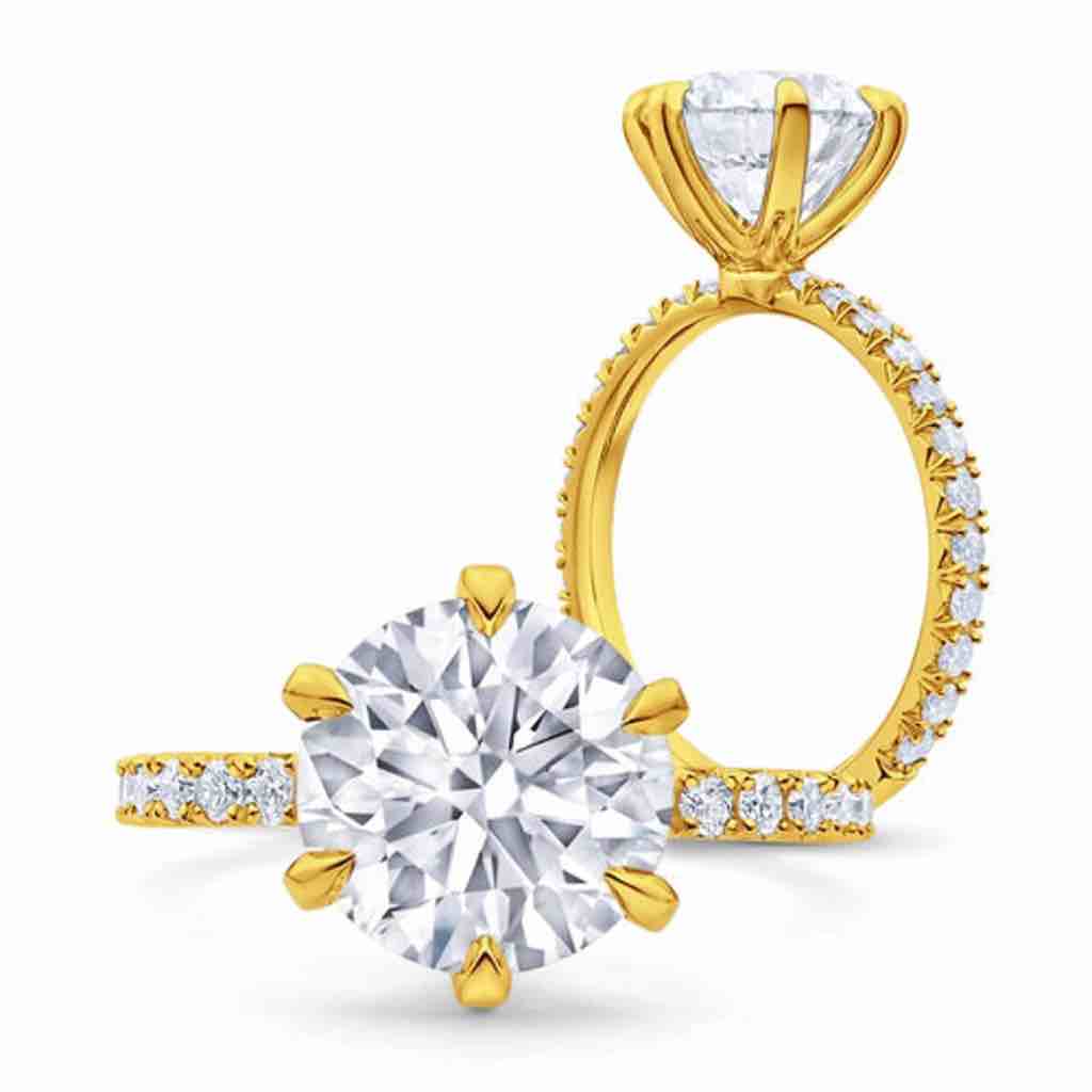 14k Gold with Moissanite Diamond Studded Solitares Ring for Wedding , Engagements etc