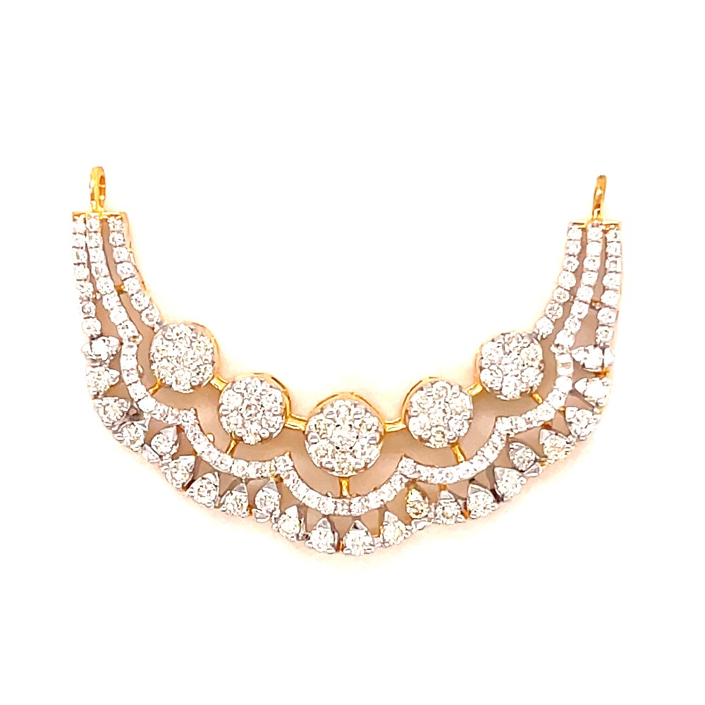 14k gold with natural diamond mangalsutra pendent for indian brides