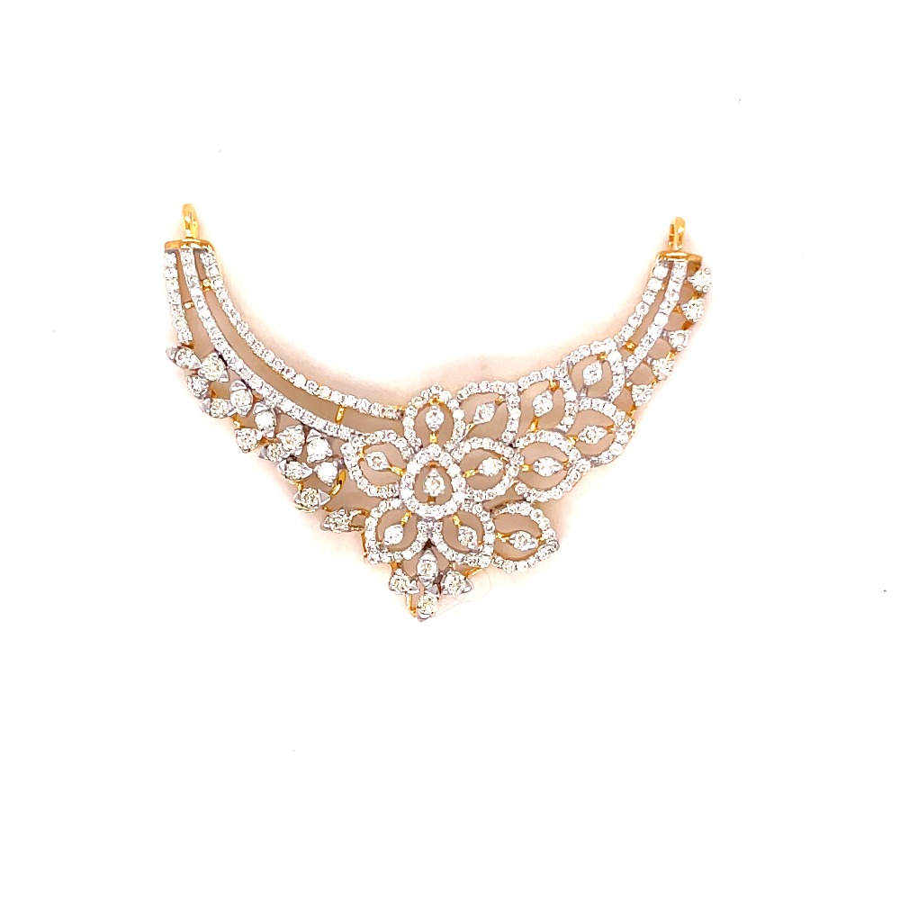 14k yellow gold natural diamond studded mangalsutra pendent