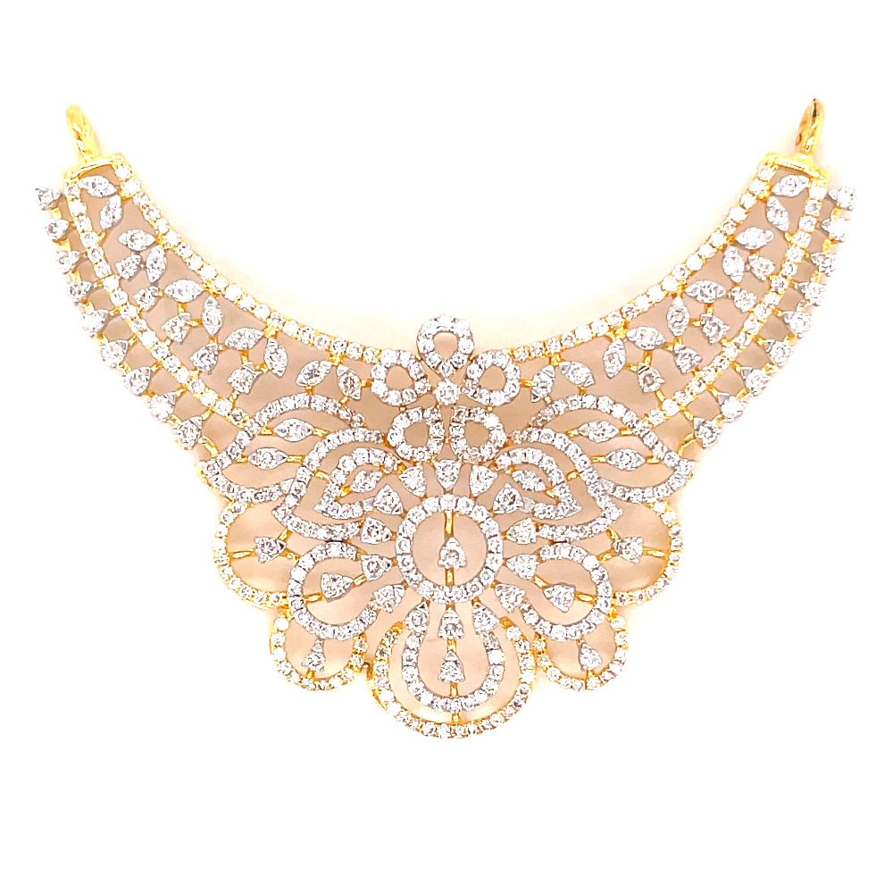 Natural diamond mangalsutra pendant , 14kt gold