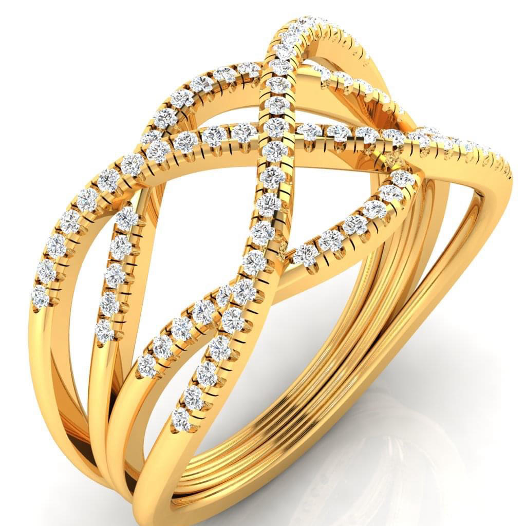 22k Gold crossed line  Ring