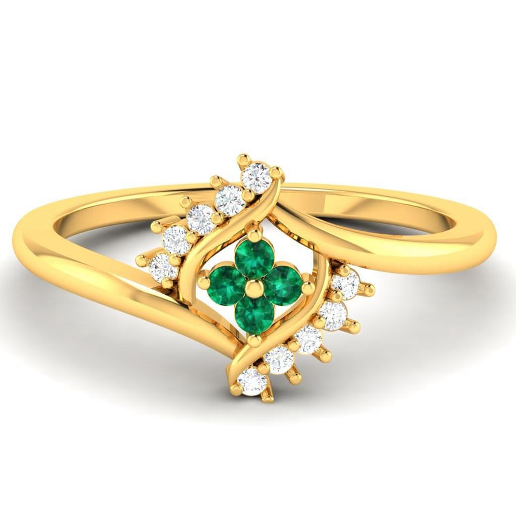 22k Gold green stone studded Ring