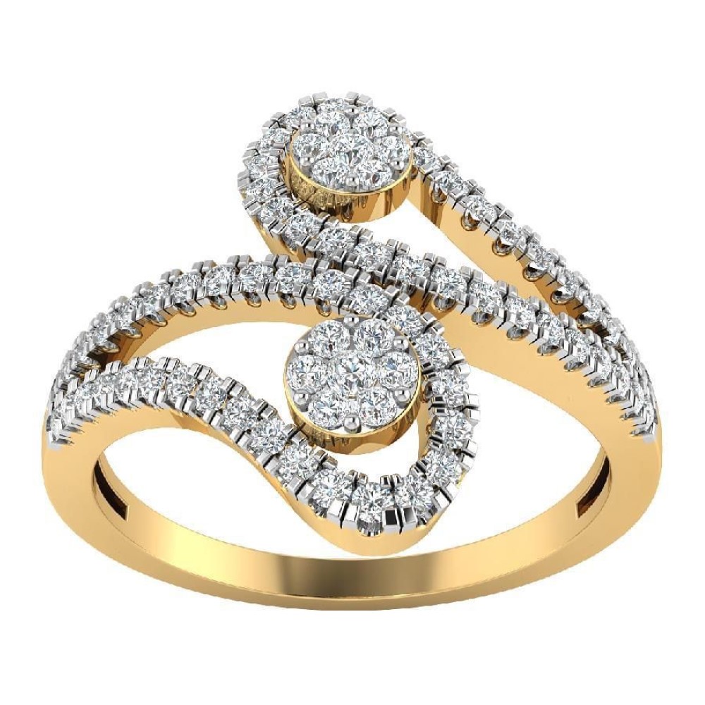 22K Gold Floral Diamond Ring JJJGR56