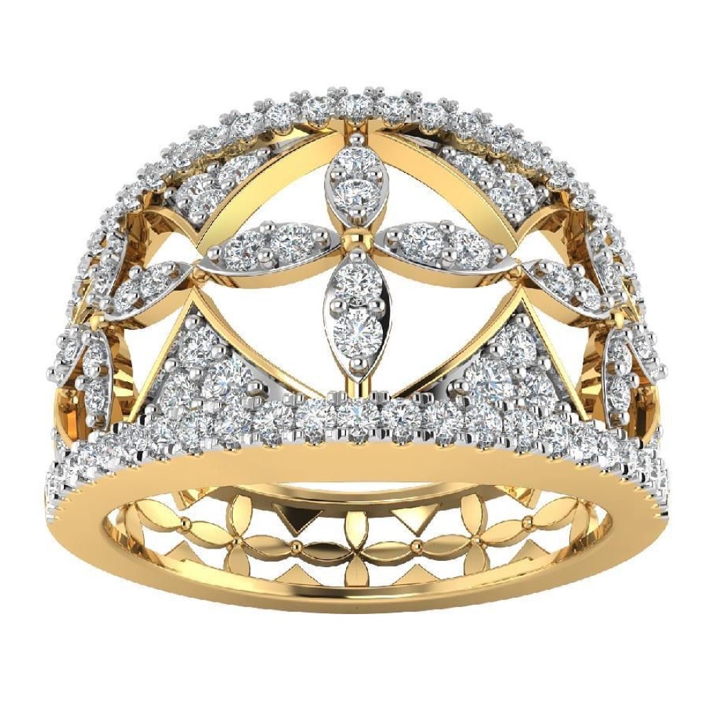 22K Gold Stone Design Diamond Ring JJJGR51