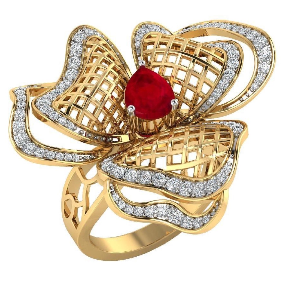22K Gold Elegant Diamond Ring JJJGR22