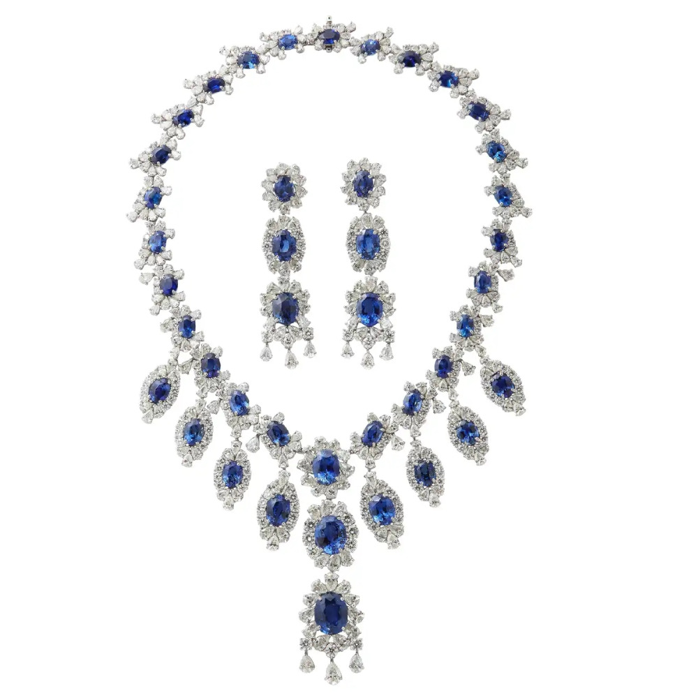 116.50 carats of vivid blue to blue Ceylon Sapphires.  91.19 carats