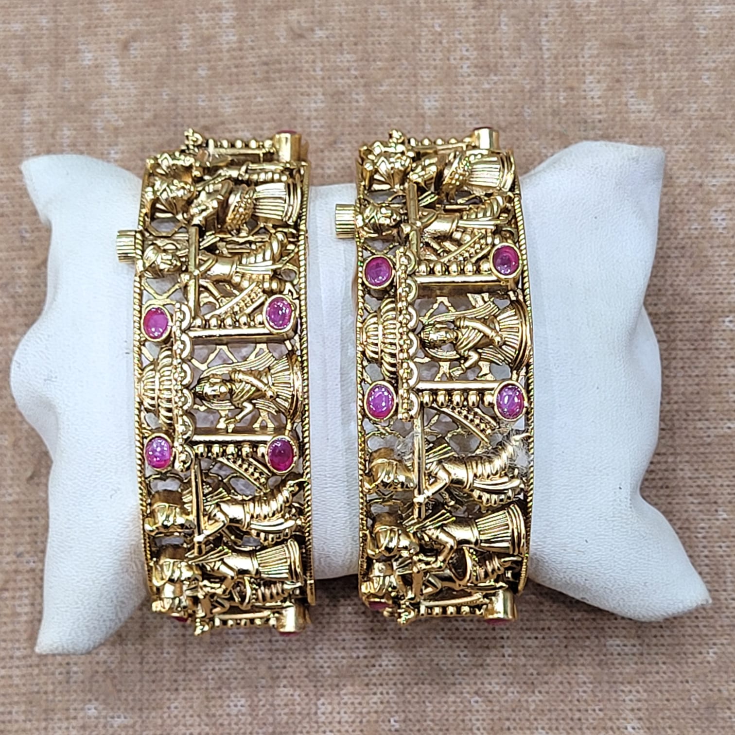 Gold Polished Antique Barat Design Bridal Kada