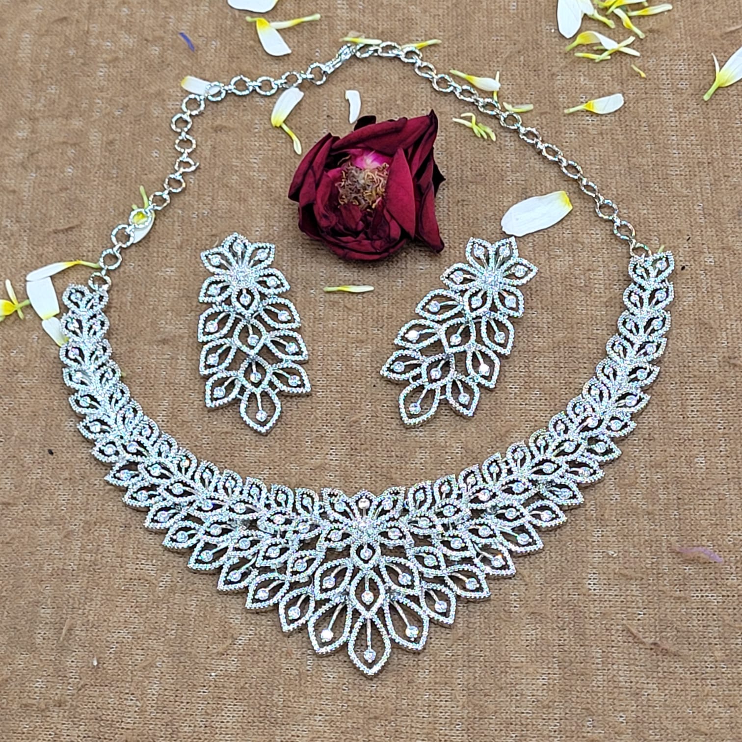 Unique Design Diamond Necklace Set For Wedding