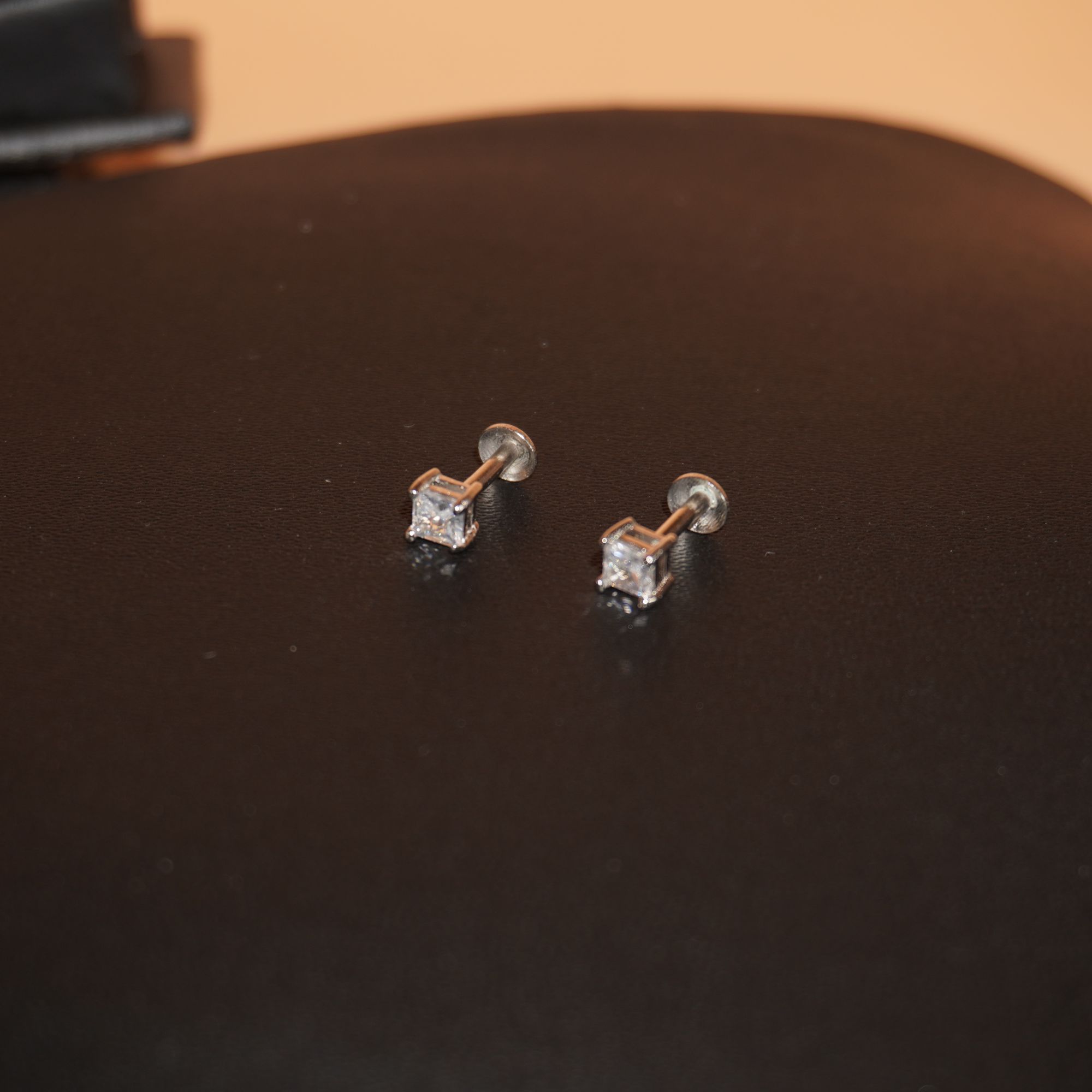 925 Silver Square Diamond Studs