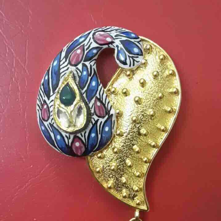 Gold Ladies Meenakari Pendant