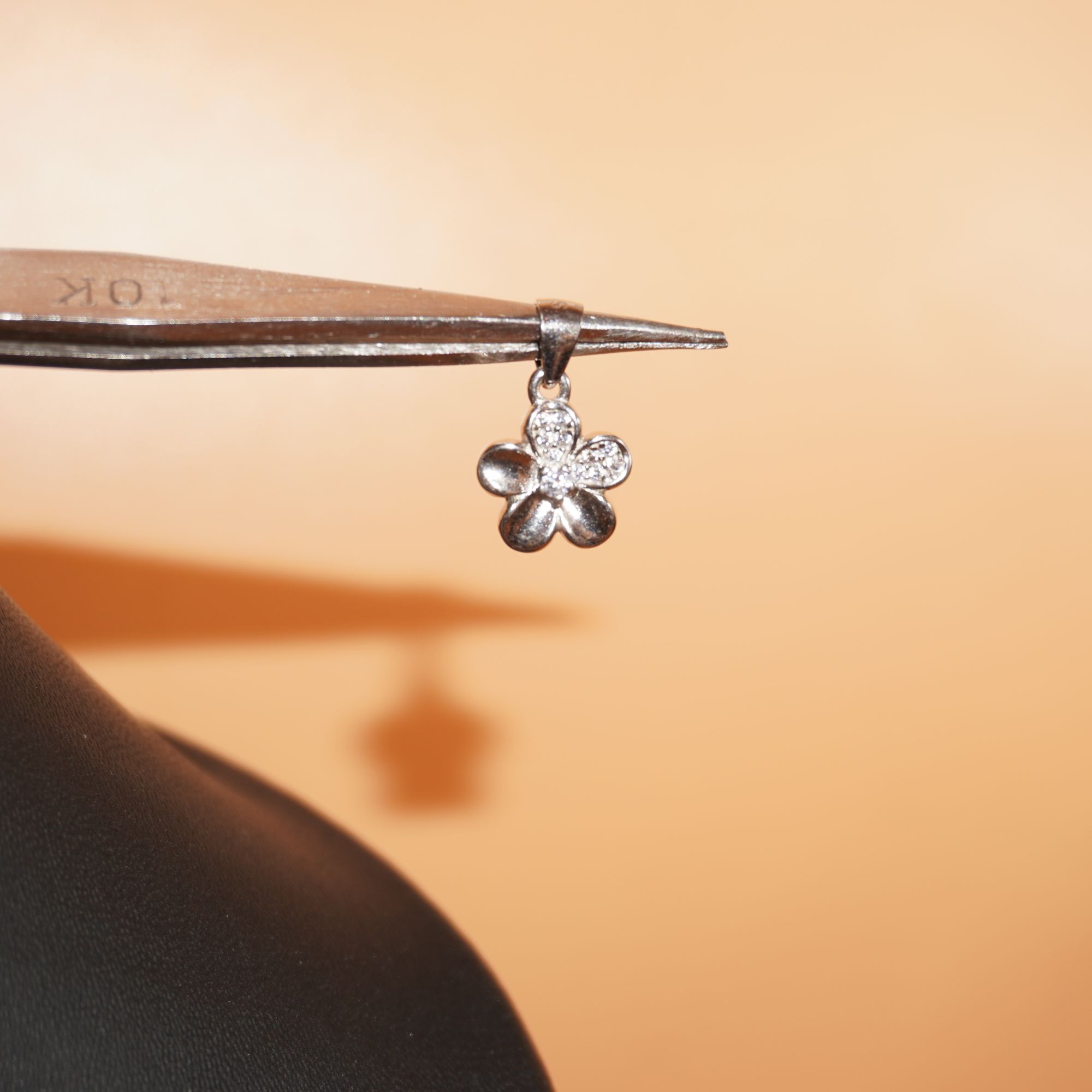 925 Silver Floral Design Diamond Pendant