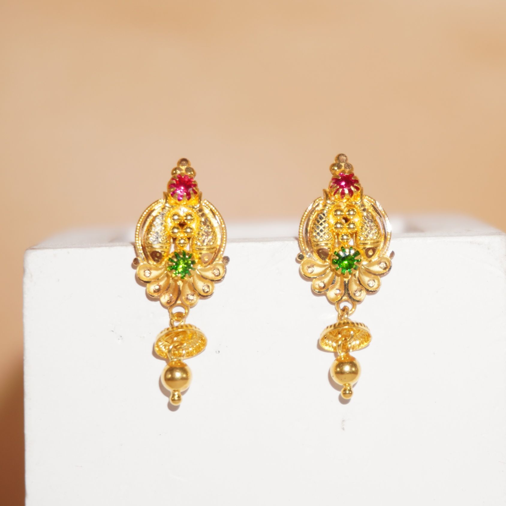 22k Gold Lightweight Plain Earrings 10R1065