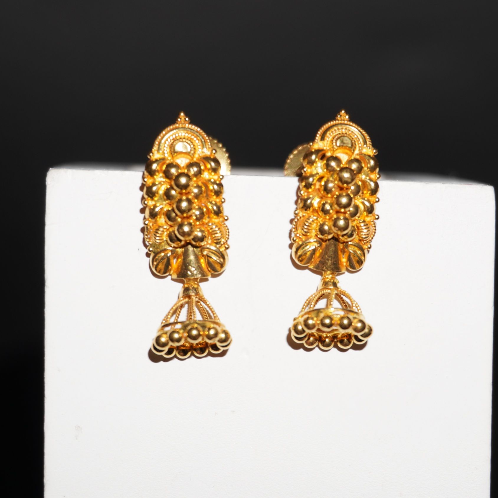 22k Gold Classy Plain Earrings 354R169