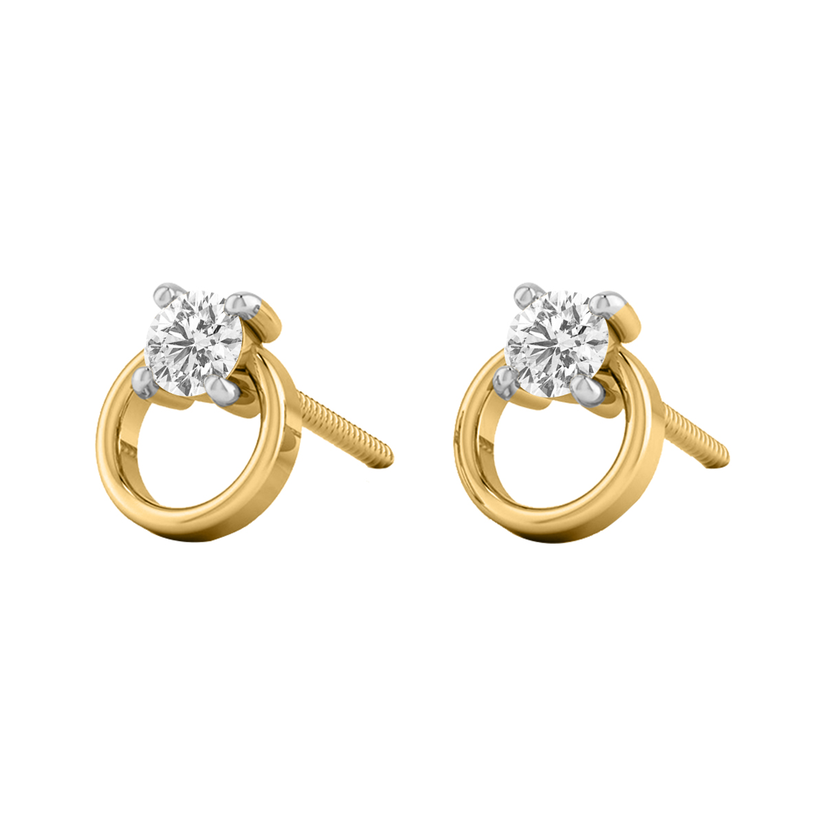 Diamond Simple 14K Gold Earrings MDER35
