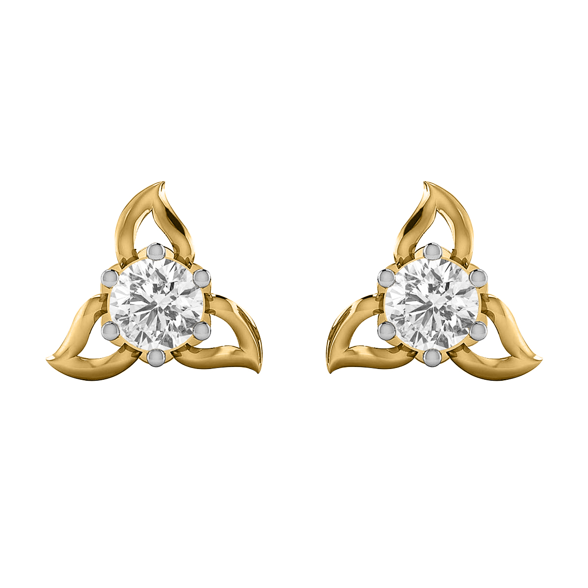 Diamond Floral 14K Gold Earrings MDER32
