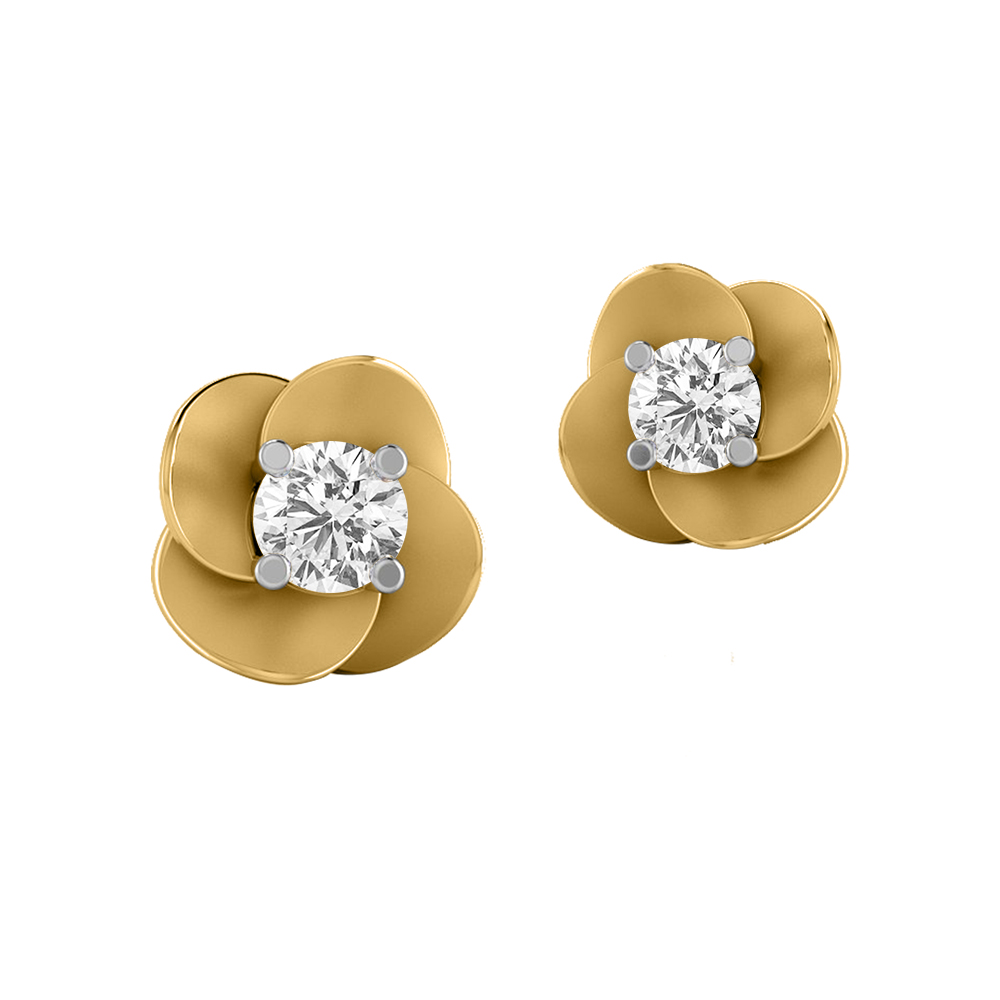 Diamond Attractive Floral 14K Gold Earrings MDER24