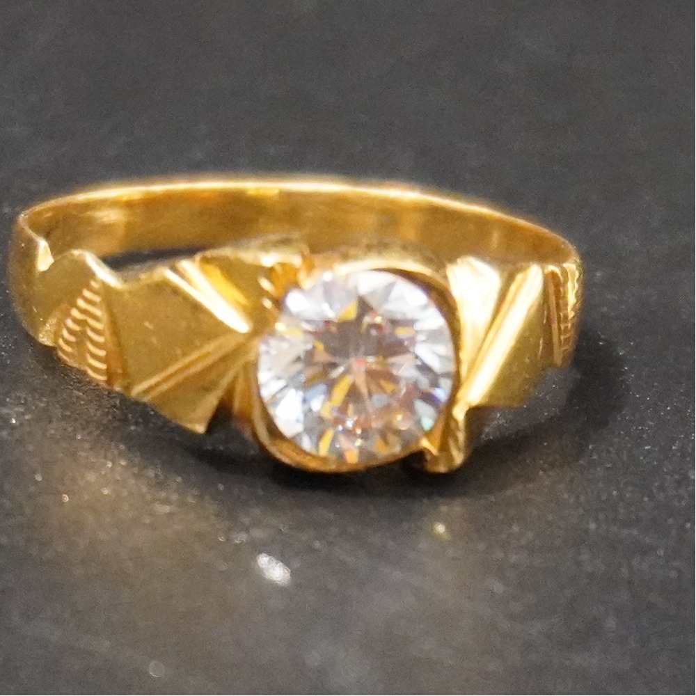 22k gold white stone ring for men