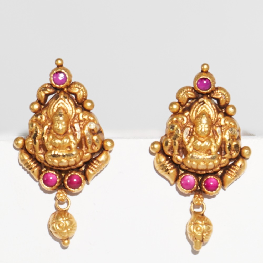 916 gold traditional handmade black polish earrings