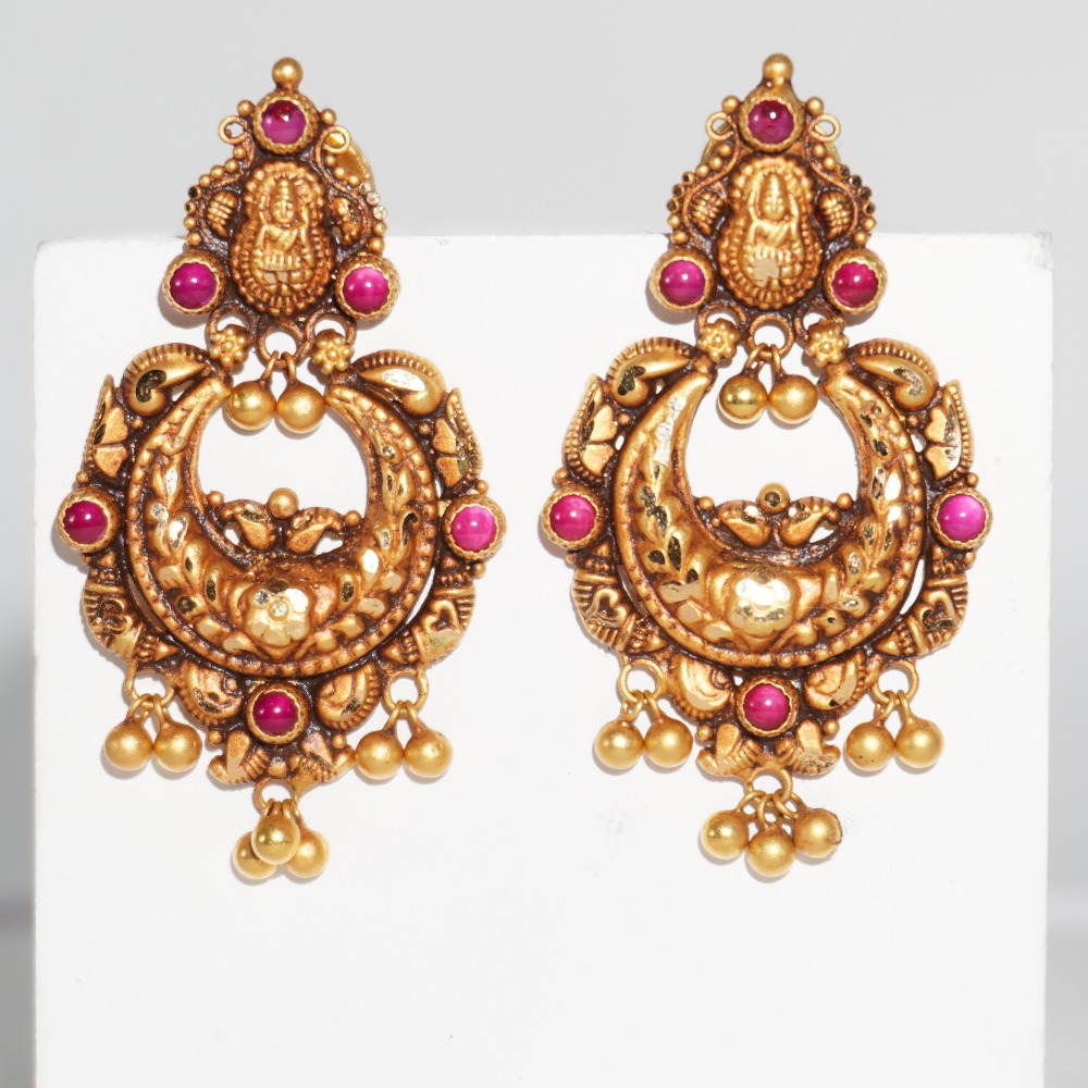 22kt gold black polish temple chand bali for ladies