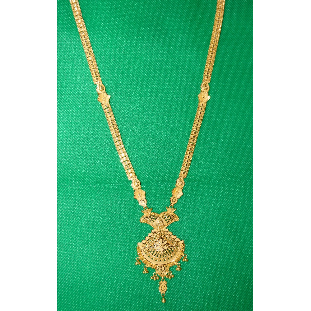 22k yellow gold plain necklace for women