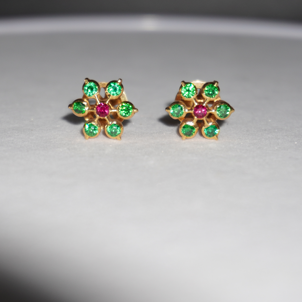 916 Gold Stone Earrings For Women