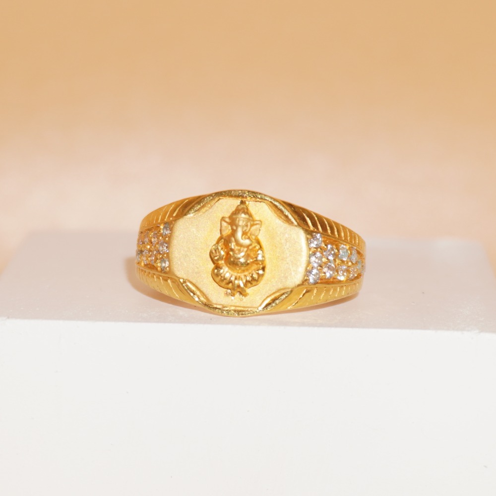 916 Gold ganapati traditional Ring for men