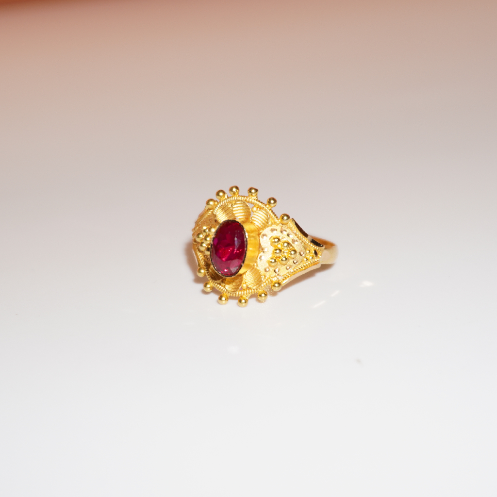 Gold With Ruby Stone Rings for Ladies