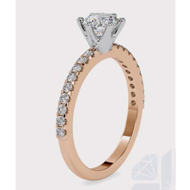 18k gold ring 0.5 gms wt. 0.53 ct. oval and round shape diamond