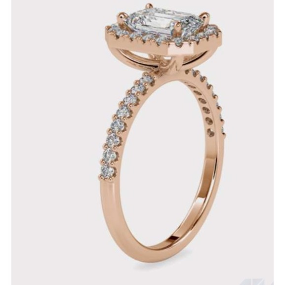 18k gold ring unisex ring with princess and round diamond prongs
