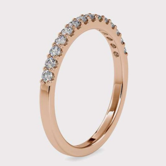 Shared prong single line band Bracelet in 18k rose gold,yellow gold