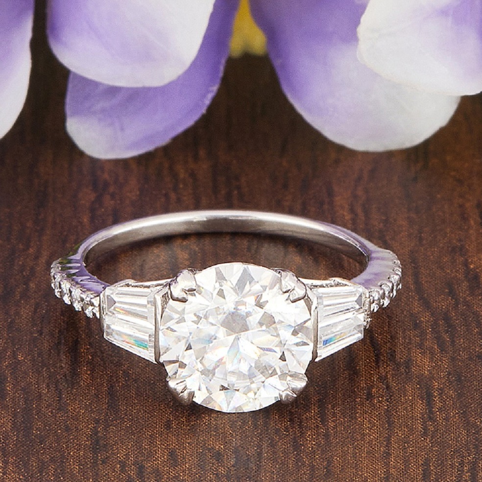 1.89ct Round Moissanite Diamond Ring for Girls