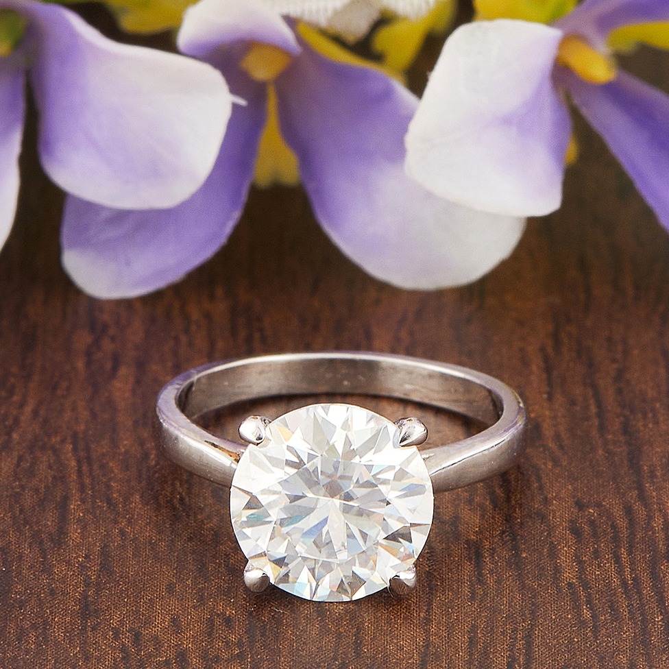 2.60ct Round Moissanite Silver Ring for valentine Gift