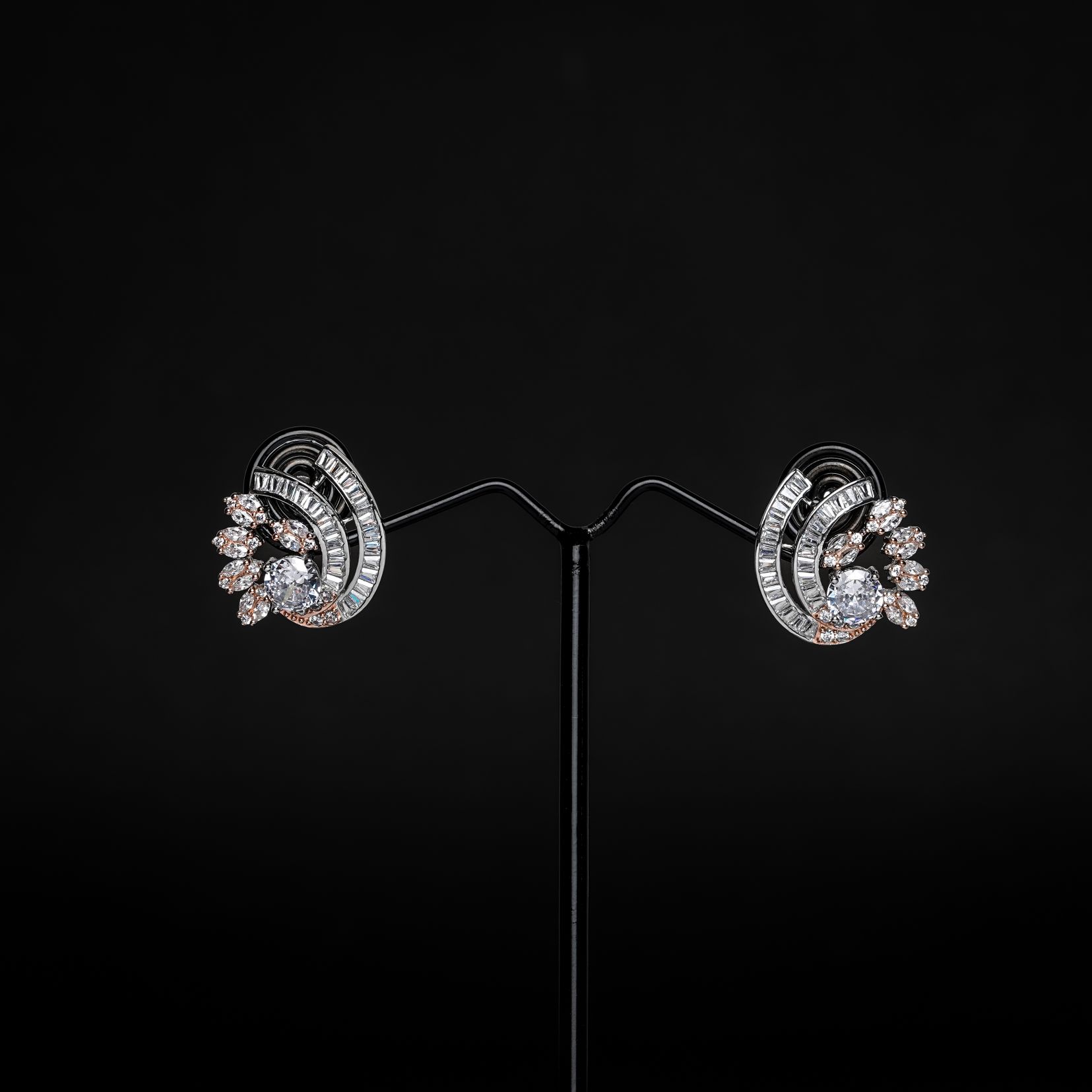 Rose Gold Sliver Plated Stud Earring