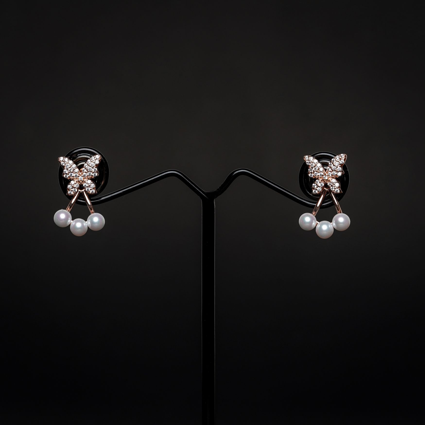 Rose Gold Butterfly Silver Plated Crystal Earring