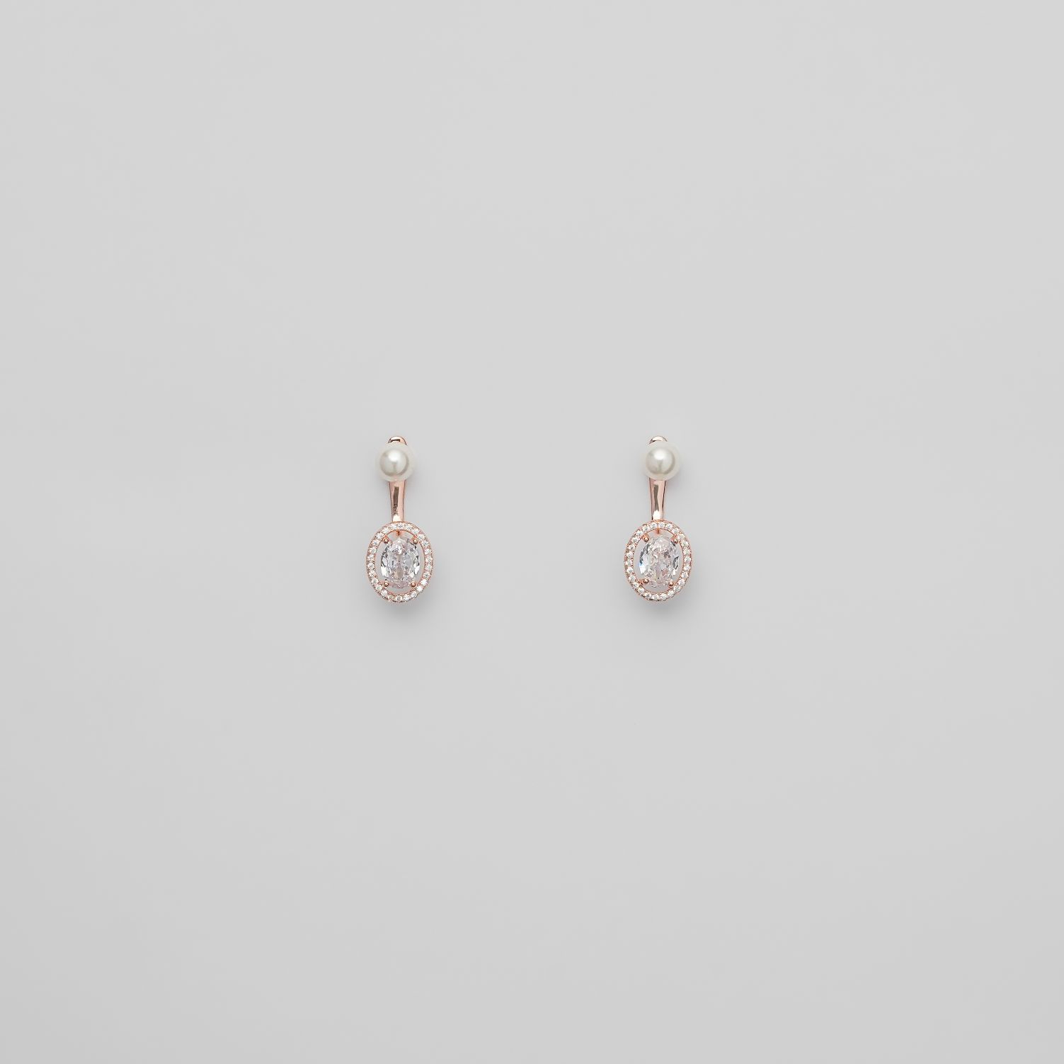 Rositaa Rose Gold Zircon With Whitepearl Earring