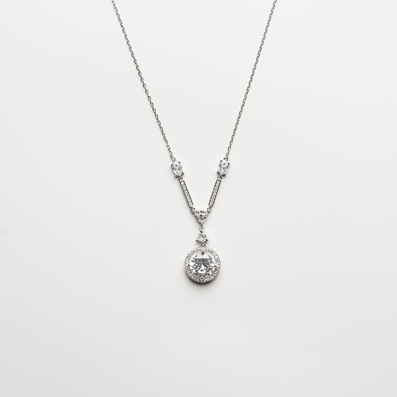 Silver drizzle drop neckline with earrings